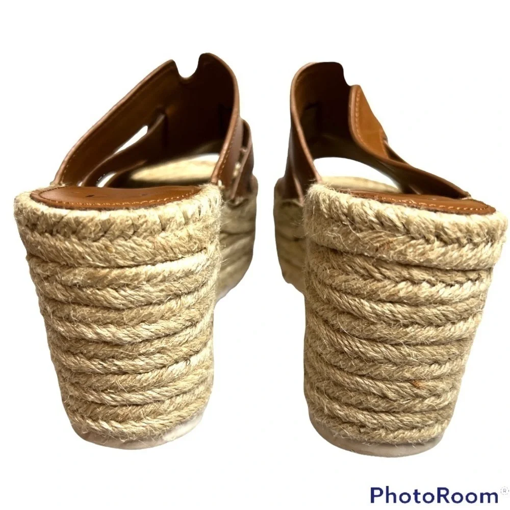 Marc Fisher Robbyn Espadrille Leather Slide Brown Size 8.5